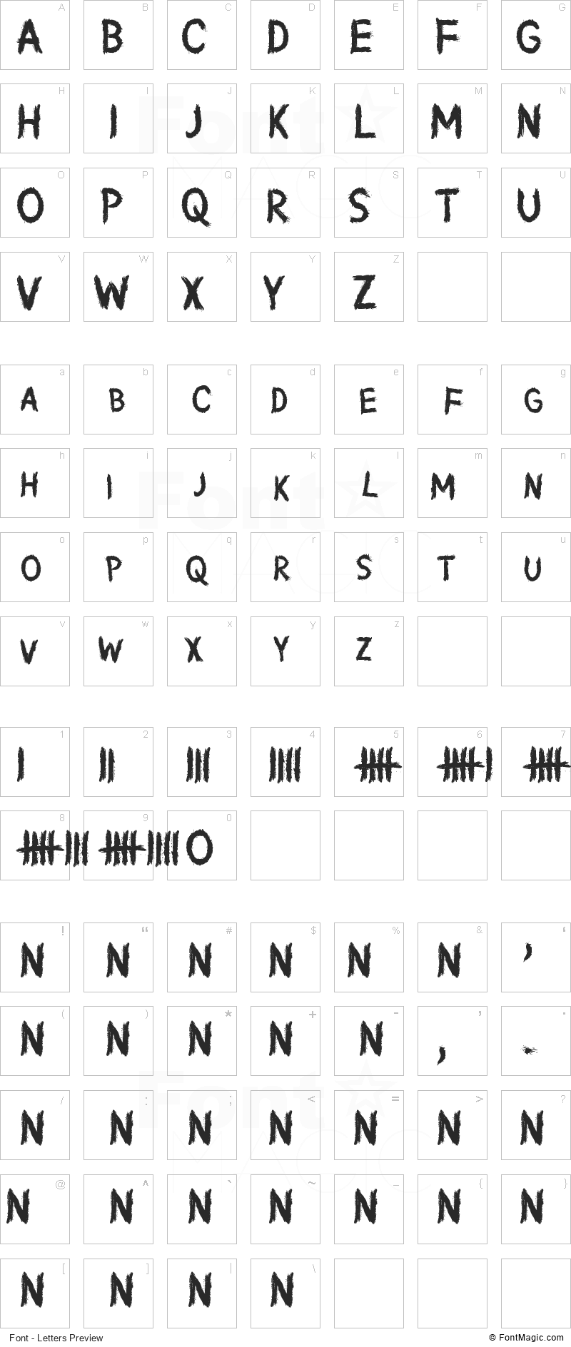 Writing Without Ink Font - All Latters Preview Chart